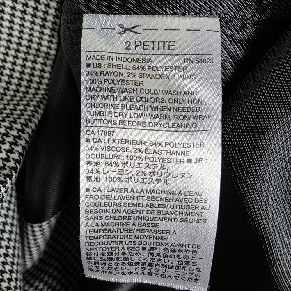 Banana Republic Petite 2P Black White Houndstooth Blazer Jacket Women Peplum‎ - Picture 4 of 6